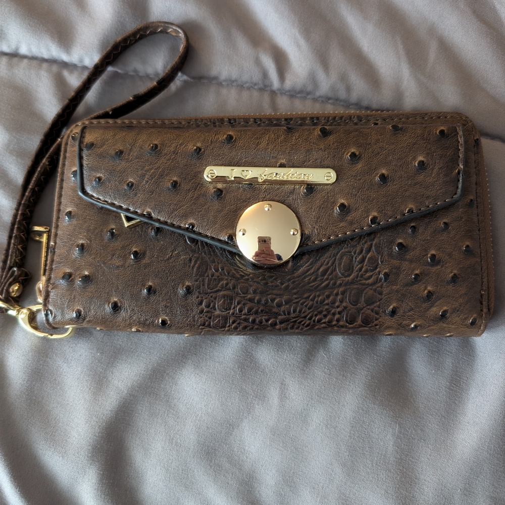 Brown Leather Wristlet